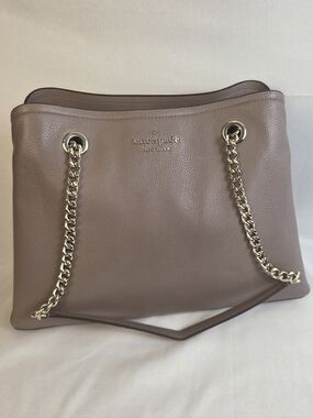 Kate Spade Pebbled Leather Chain Shoulder Bag Taupe/Mauve